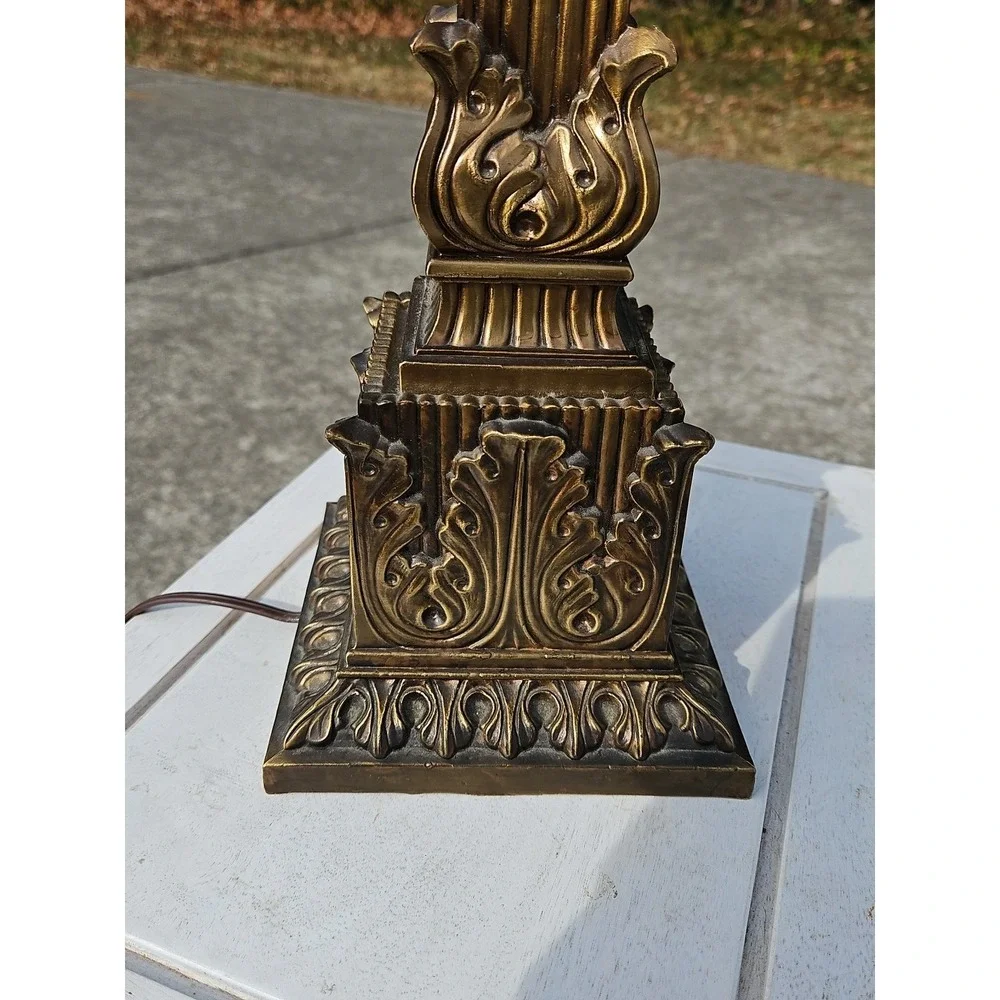Vintage 1960s Neoclassical Brass Lamp With A Corinthian Column